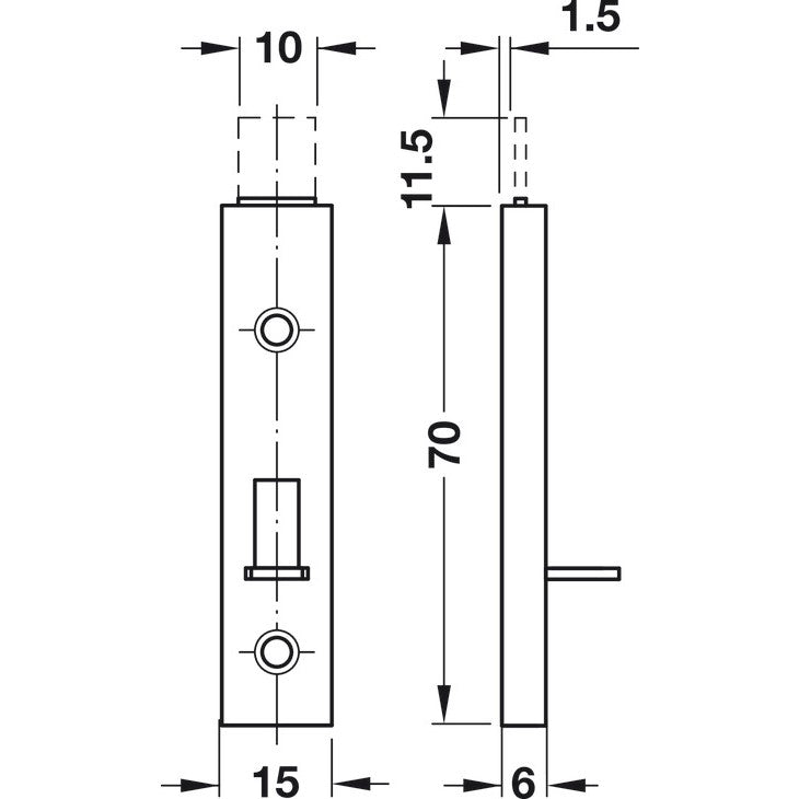 HAFELE 7cm Furniture Bolt With Straight Slide 25110703