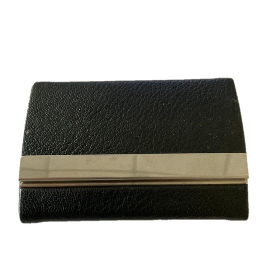 Double Sided Stainless Steel PU Leather Flip Business Card Holder