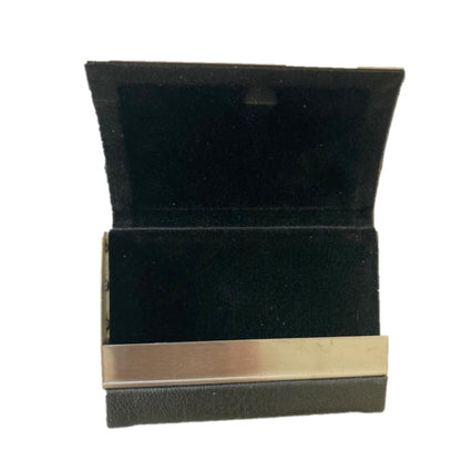 Double Sided Stainless Steel PU Leather Flip Business Card Holder