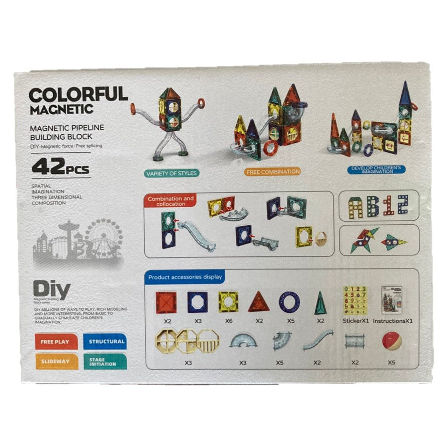 42pc Colorful Magnetic Pipeline 3D Building Blocks Set | Tanzania