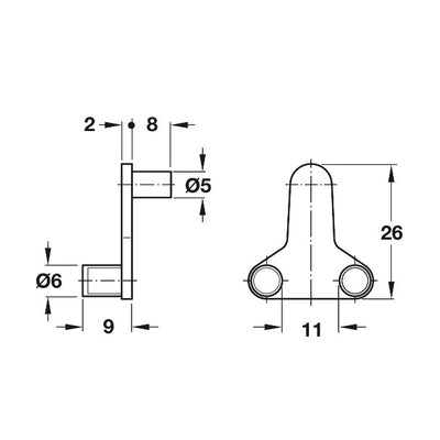 HAFELE Glass Shelf Supports, Drill 5mm 28223716