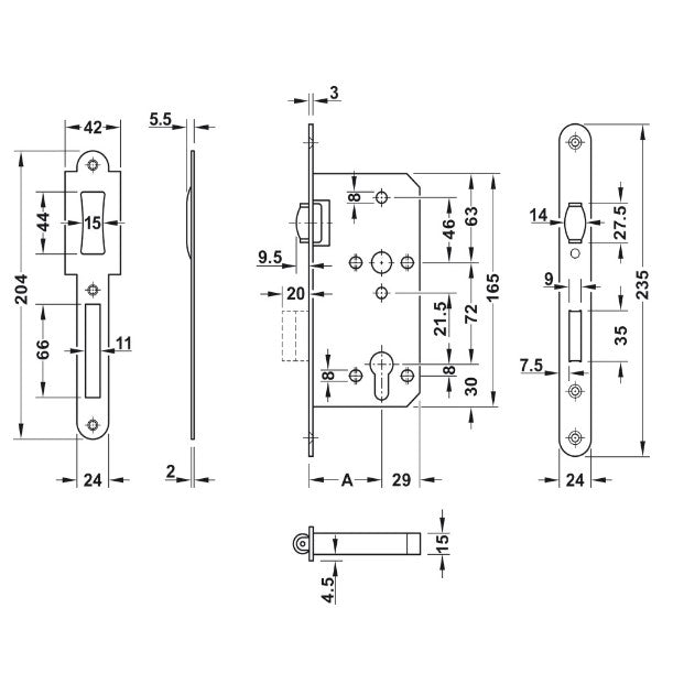 HAFELE Mortise lock with roller 91124064 | Mortise lock in Tanzania