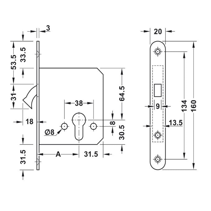 HAFELE 91126322 Sliding Door Mortise lock in Dar Tanzania