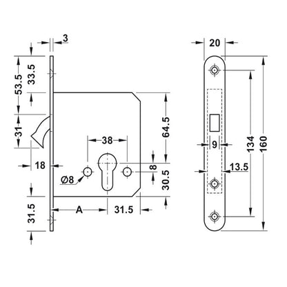 HAFELE 91126322 Sliding Door Mortise lock in Dar Tanzania