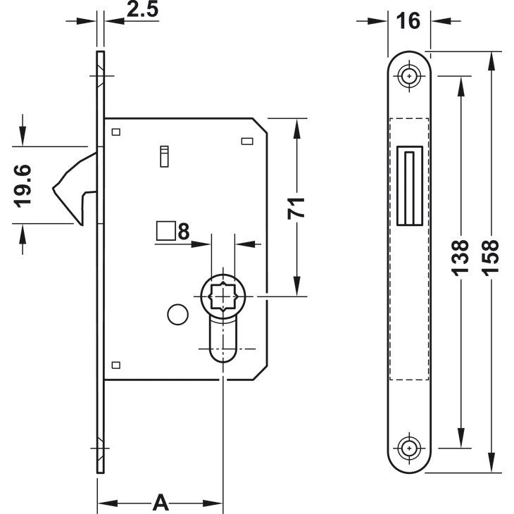 HAFELE 91127500 Bathroom sliding door Mortise lock in Dar Tanzania