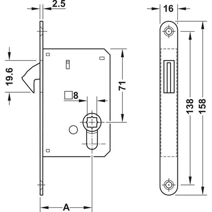 HAFELE 91127500 Bathroom sliding door Mortise lock in Dar Tanzania