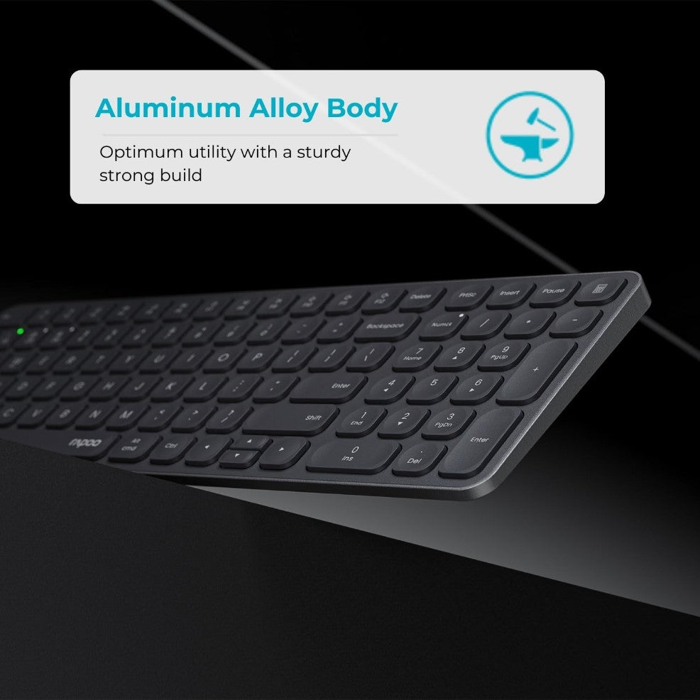 RAPOO 9350s Multi-mode, Slim Metal Wireless Keyboard & Mouse Combo