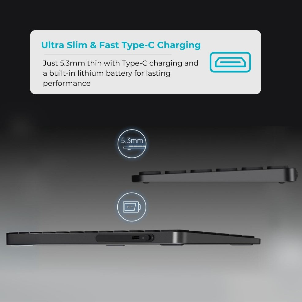 RAPOO 9350s Multi-mode, Slim Metal Wireless Keyboard & Mouse Combo