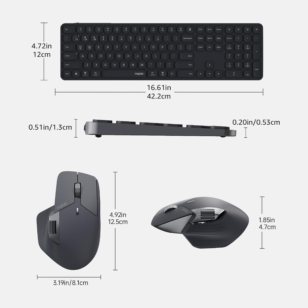 RAPOO 9560M Multi-mode Wireless Keyboard And Mouse Combo
