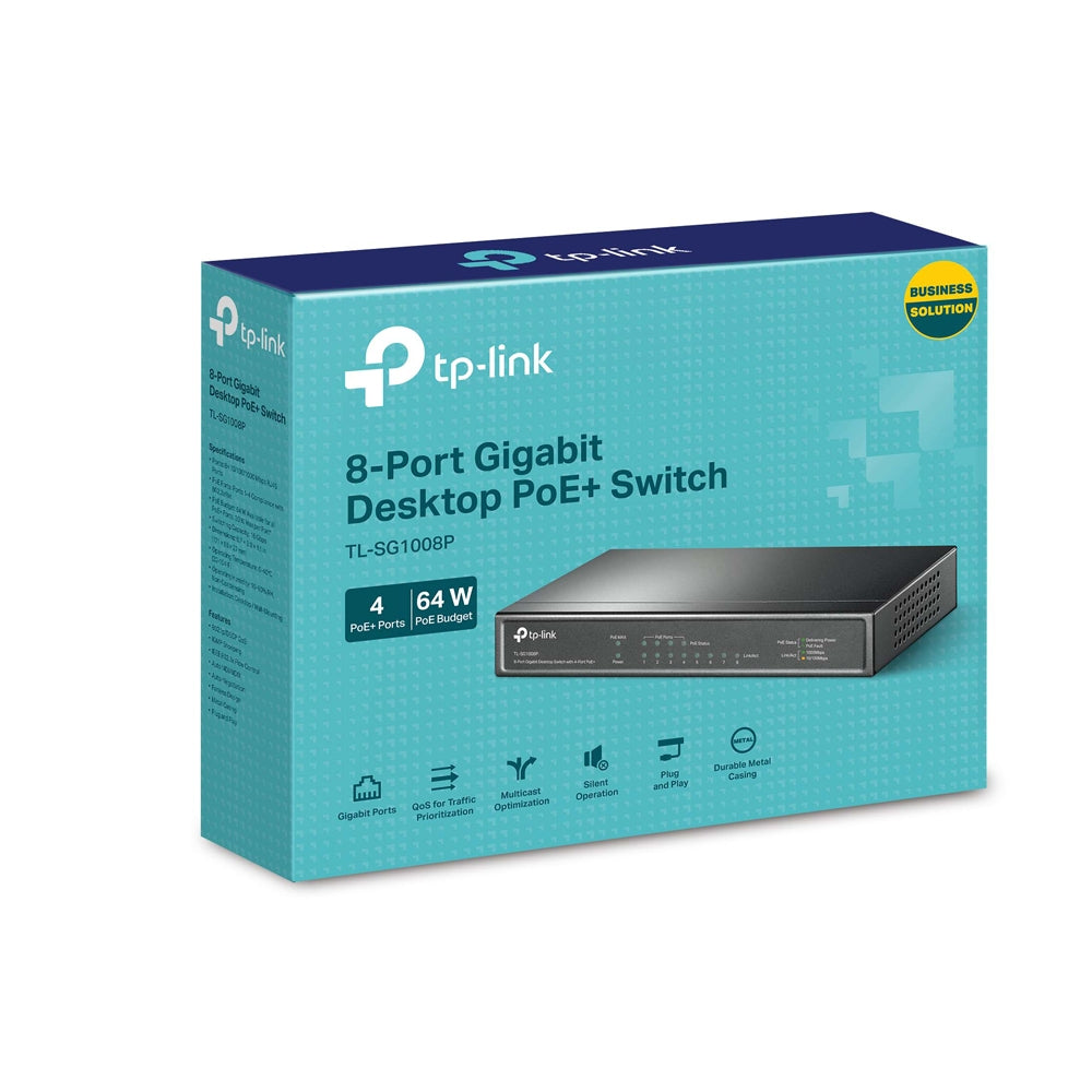 TP-LINK 8-Port Gigabit Desktop Switch with 4-Port PoE+ TL-SG1008P