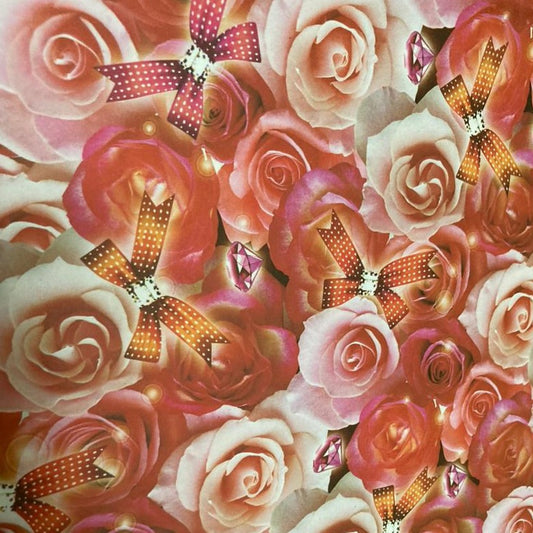 Red & Peach Flowers Design Gift Wrapper