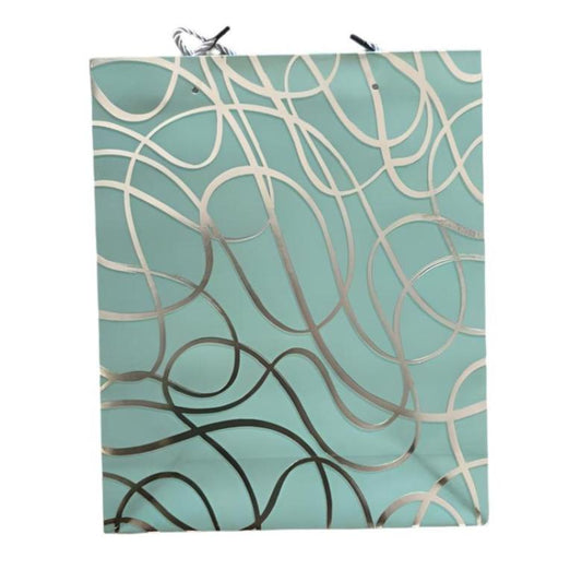 Blue Silver Foil Drop Waves Gift Bag Large | Gift bags in Dar Tanzania