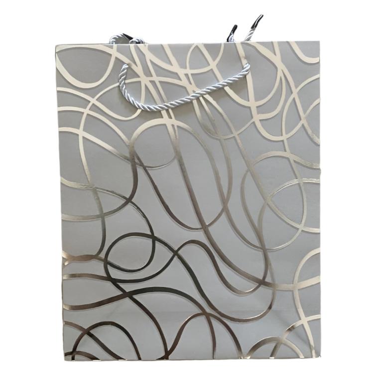 Grey Silver Foil Strings Gift Bag Large | Gift bags in Dar Tanzania