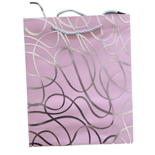 Pink Silver Foil Drop Waves Gift Bag Large | Gift bags in Dar Tanzania