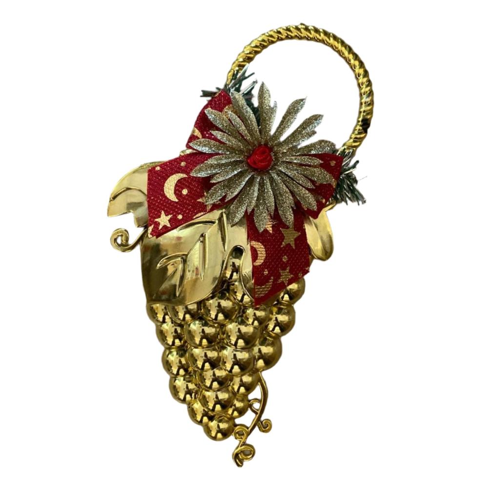 Christmas Tree Large Gold Grapes Hanging Ornament | Tanzania