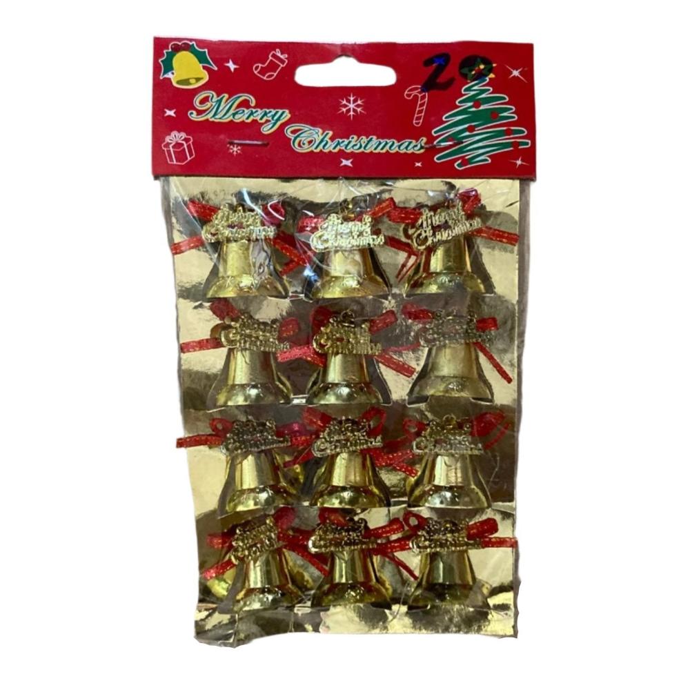 12pcs Shiny Gold Christmas Bells | Xmas decorations in Dsm Tanzania