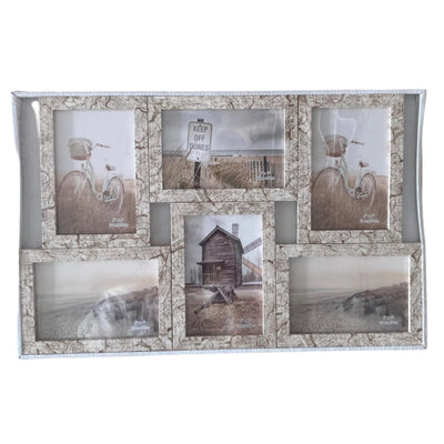 6 Picture Marble Design Wooden Collage Photo Frame, 11.5 x 18.5 Inch