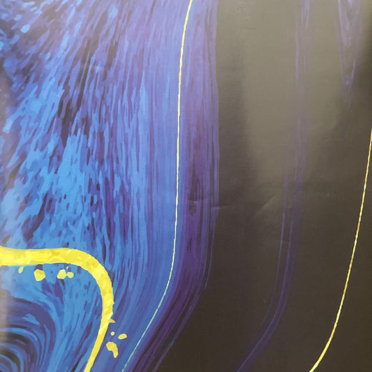 Abstract art with blue and yellow colors on a dark background