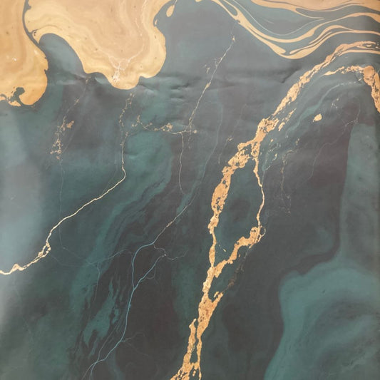 Marble-like pattern with gold and green colors on a textured surface