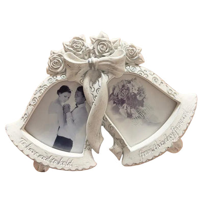 SHUDEHILL White Rustic Wedding Bells, 2.5 x 2 inch Pictures Frame