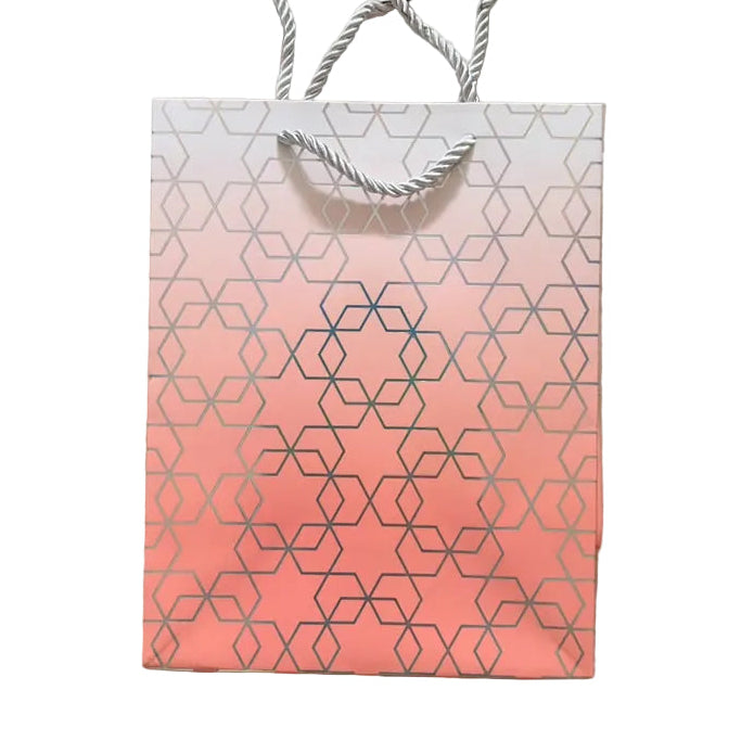 Orange With Silver Geometric Shapes Design Gift Bag, A5