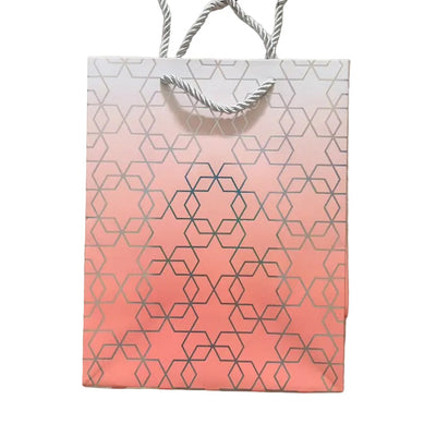 Orange With Silver Geometric Shapes Design Gift Bag, A5