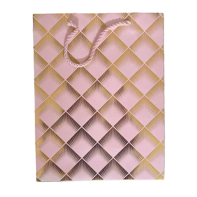 A4 Pink With Gold Foil Spiked Squares Design Gift Bag