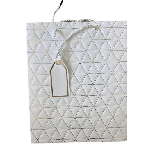 White with gold triangles Gift Bag Large | Gift bags in Dar Tanzania