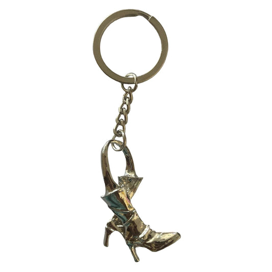 Silver high-heeled shoe keychain 
