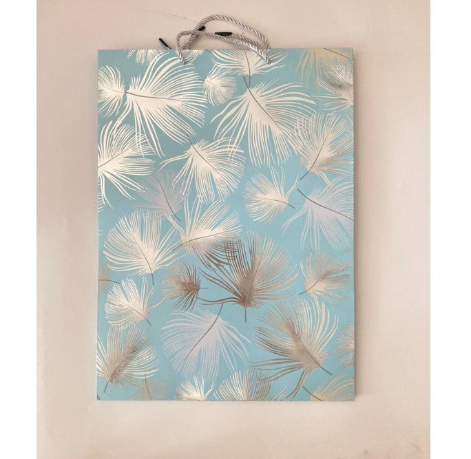 Blue Silver Foil Feathers Gift Bag X-Large | Gift Shop in Dar Tanzania