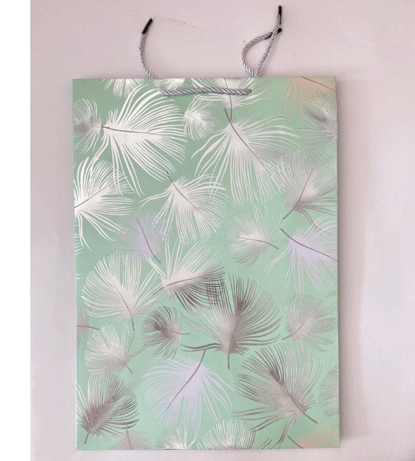 Green Silver Foil Feather Gift Bag X-Large | Gift Shop in Dar Tanzania