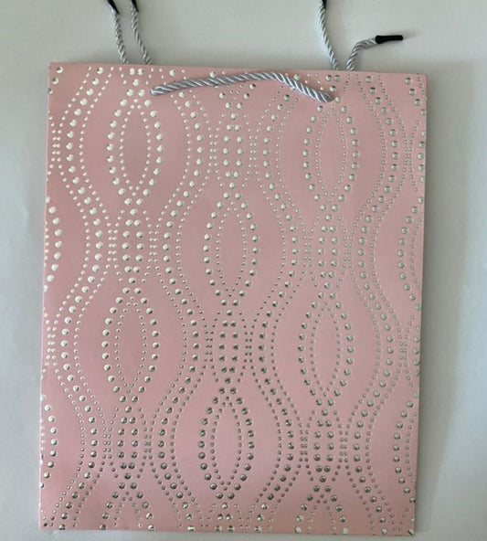 Pink Silver Foil Drop Waves Gift Bag Large | Gift bags in Dar Tanzania