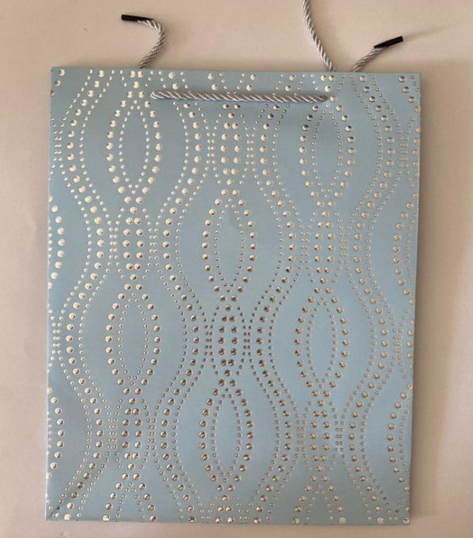 Blue Silver Foil Drop Waves Gift Bag Large | Gift bags in Dar Tanzania