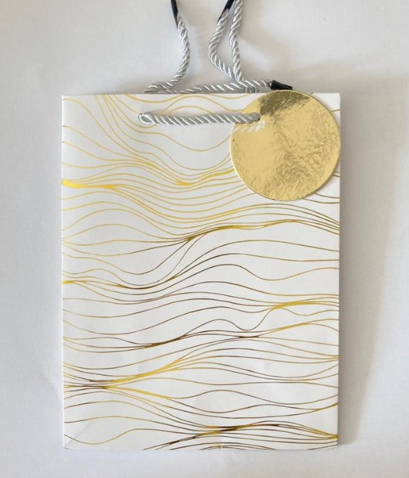Gold Foil Thread Lines White Gift Bag A5 | Gift Bags in Dar Tanzania