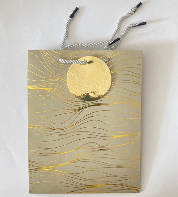 Gold Foil Thread Lines Gold Gift Bag A5 | Gift Bags in Dar Tanzania