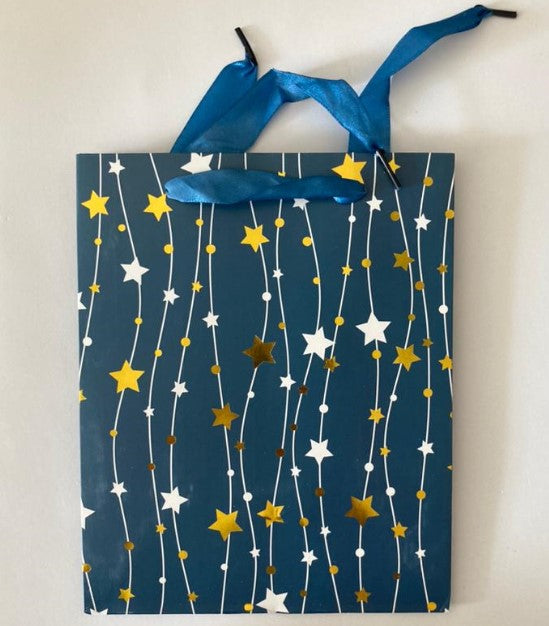 Blue With Foil Star Tinsel Gift Bag A5 | Gift Bags in Dar Tanzania