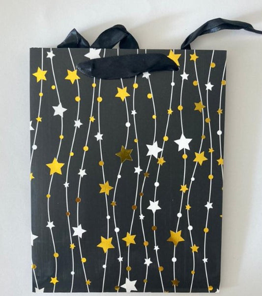 Black With Foil Star Tinsel Gift Bag A5 | Gift Bags in Dar Tanzania