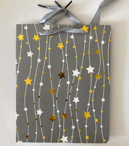 Silver With Foil Star Tinsel Gift Bag A5 | Gift Bags in Dar Tanzania