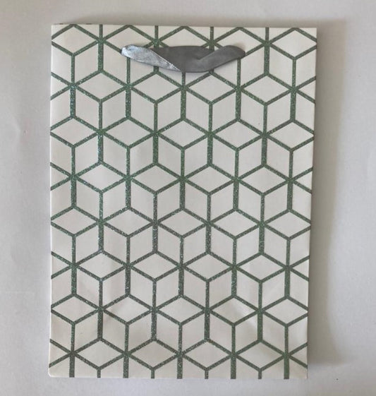 Silver Glitter Hexagon White Gift Bag A5 | Gift Bags in Dar Tanzania