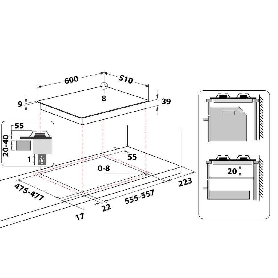 ARISTON 4 Gas Burners Built-In Hob PCN642T-IX | Hobs in Dar Tanzania