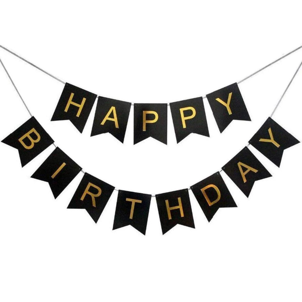 Creative Black With Gold Foil Happy Birthday Banner in Dar Tanzania