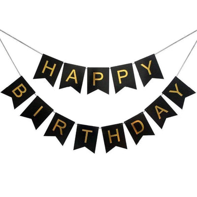 Creative Black With Gold Foil Happy Birthday Banner in Dar Tanzania