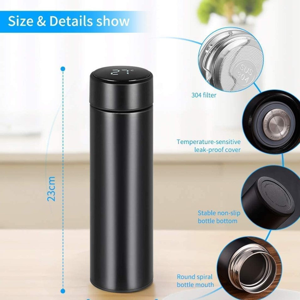 Digital Temperature LED Touch Screen Vacuum Flask Water Bottle – 500ml