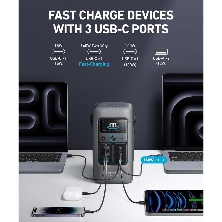 ANKER SOLIX C200, 60000mAh, 200W, 192Wh, DC Portable Power Station