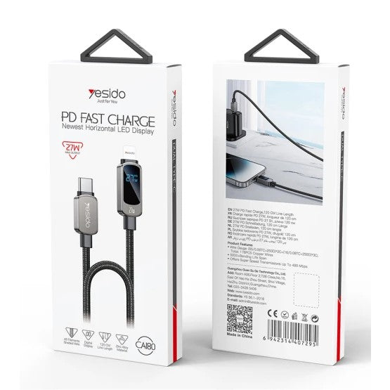 YESIDO Type-C to Lightning, 27W Fast Charging Cable CA180 | Tanzania