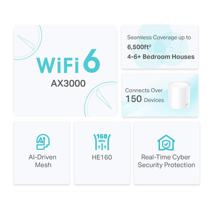 TP-LINK Deco X50 AX3000 Whole Home Mesh Wi-Fi 6 System, 3pc Pack