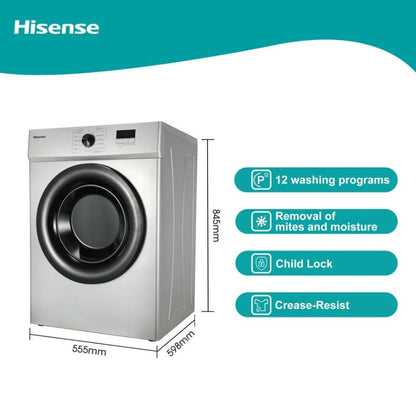 HISENSE Front Load 8 Kg Silver Air Vented Front Load Dryer DV1W801US1