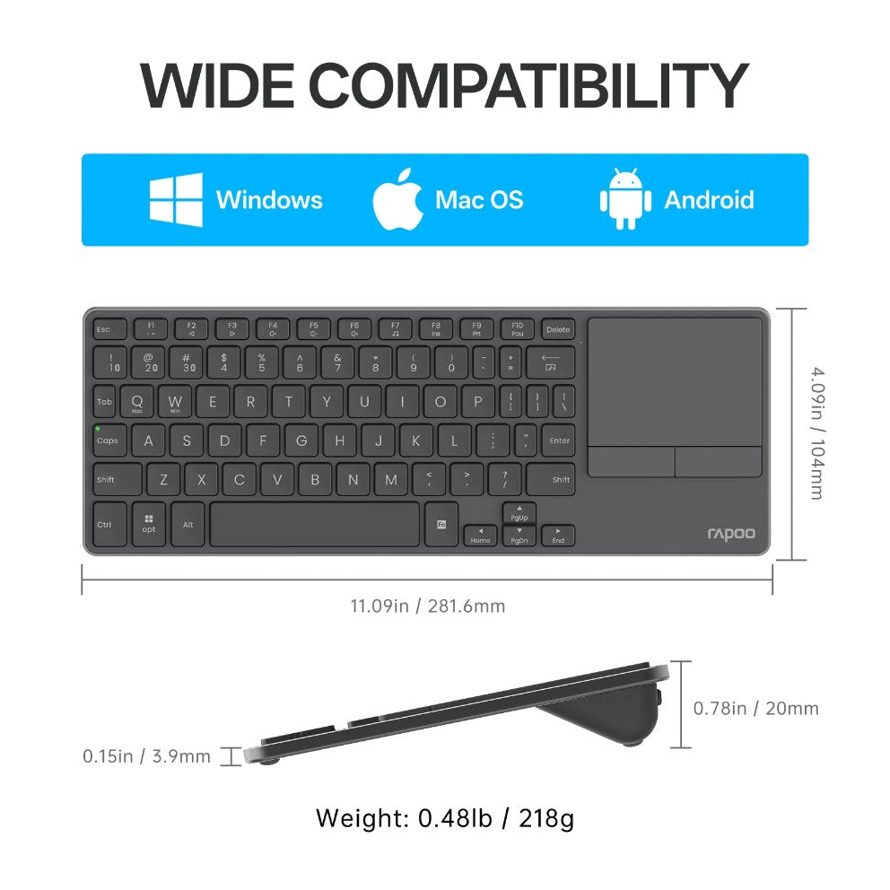 RAPOO E900T Bluetooth/ Wireless, Multi-mode Keyboard With Touchpad
