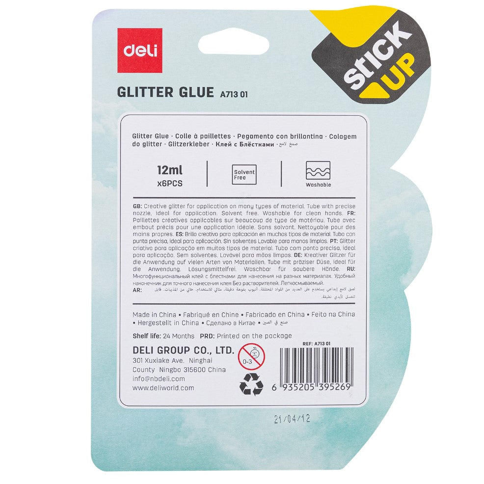 DELI Glitter Glue, 6pc Pack, EA71301 | Glitter glue in Dar Tanzania