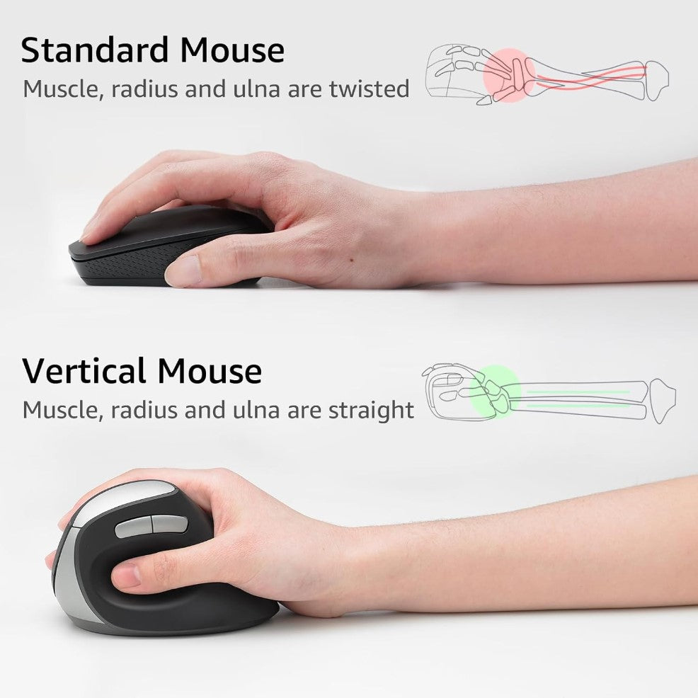 RAPOO EV250-Silent, Vertical Ergonomic Wireless Mouse